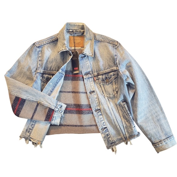 Levi's® Premium BLANKET BACK TRUCKER JACKET - BIG BLANKET DECONSTRUCTED - Blue - Picture 14 of 14